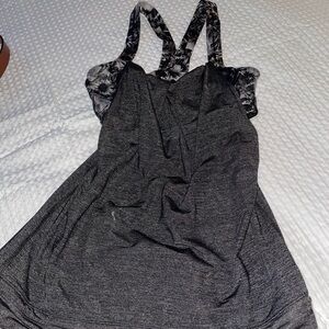 Lululemon Athletica Charcoal Tank with Floral Straps